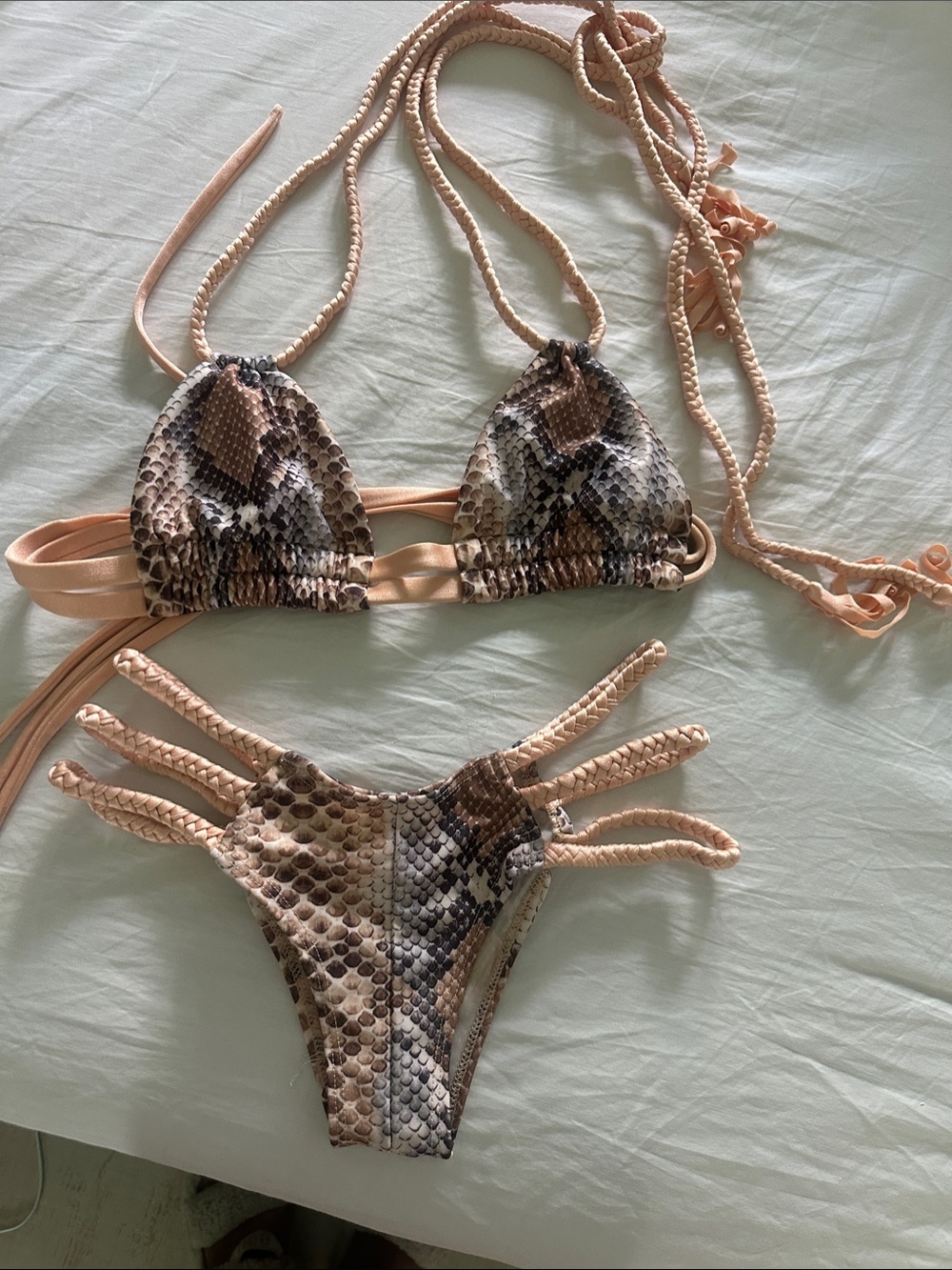 Montce - Snake Print Peach Bikini Set